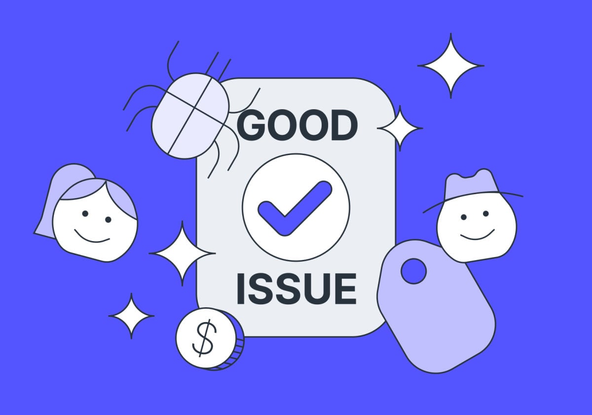 Illustration of a good issue with sparkles