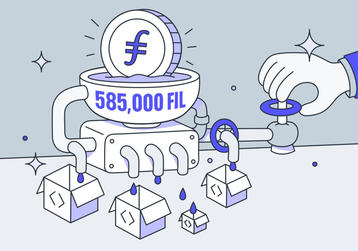 An abstract illustration of the RetroPGF public goods funding mechanism.