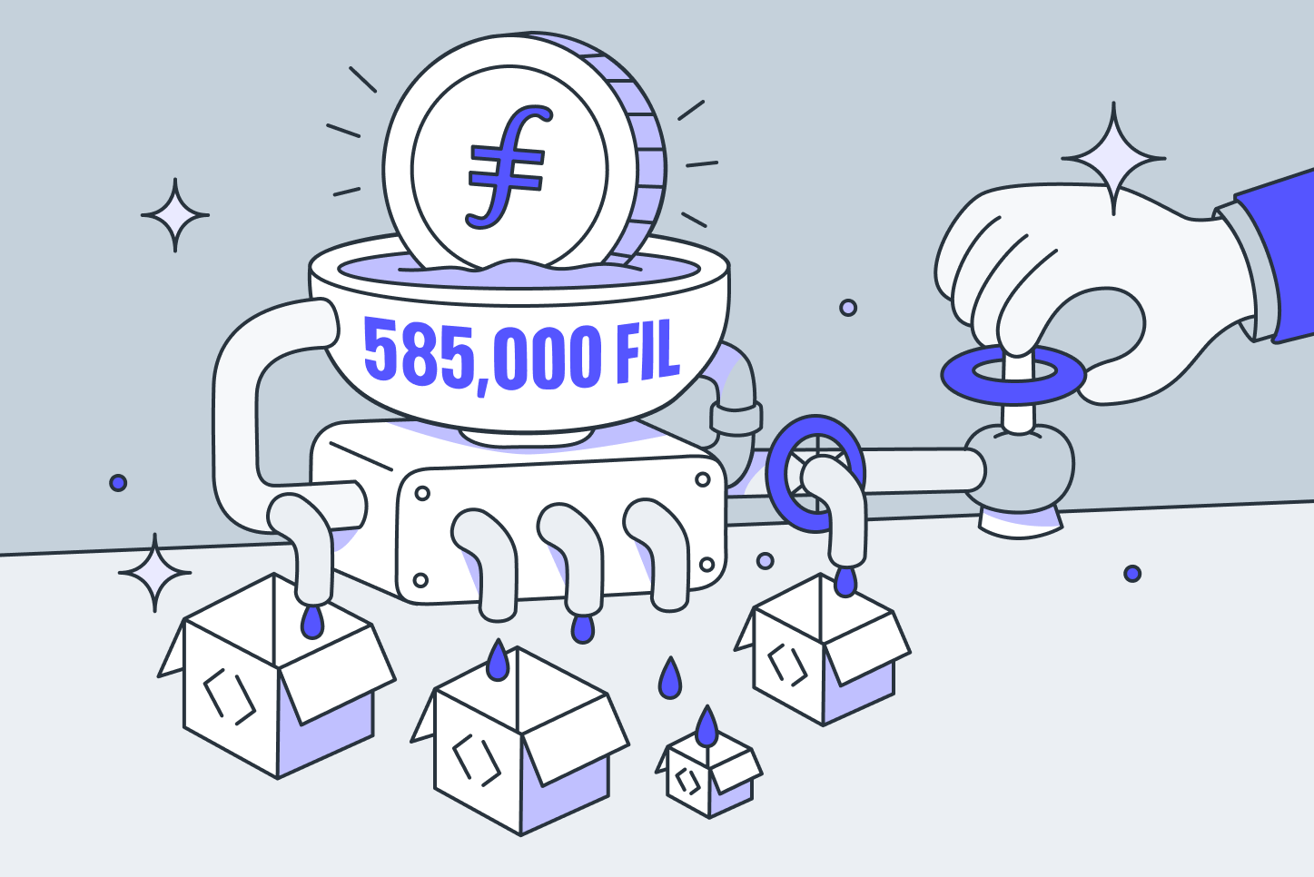 An abstract illustration of the RetroPGF public goods funding mechanism.